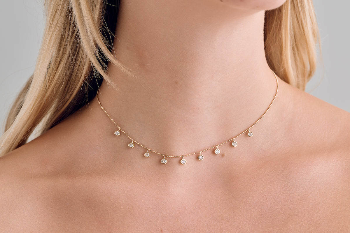 Diamond Drop Station Necklace – Henri Noël