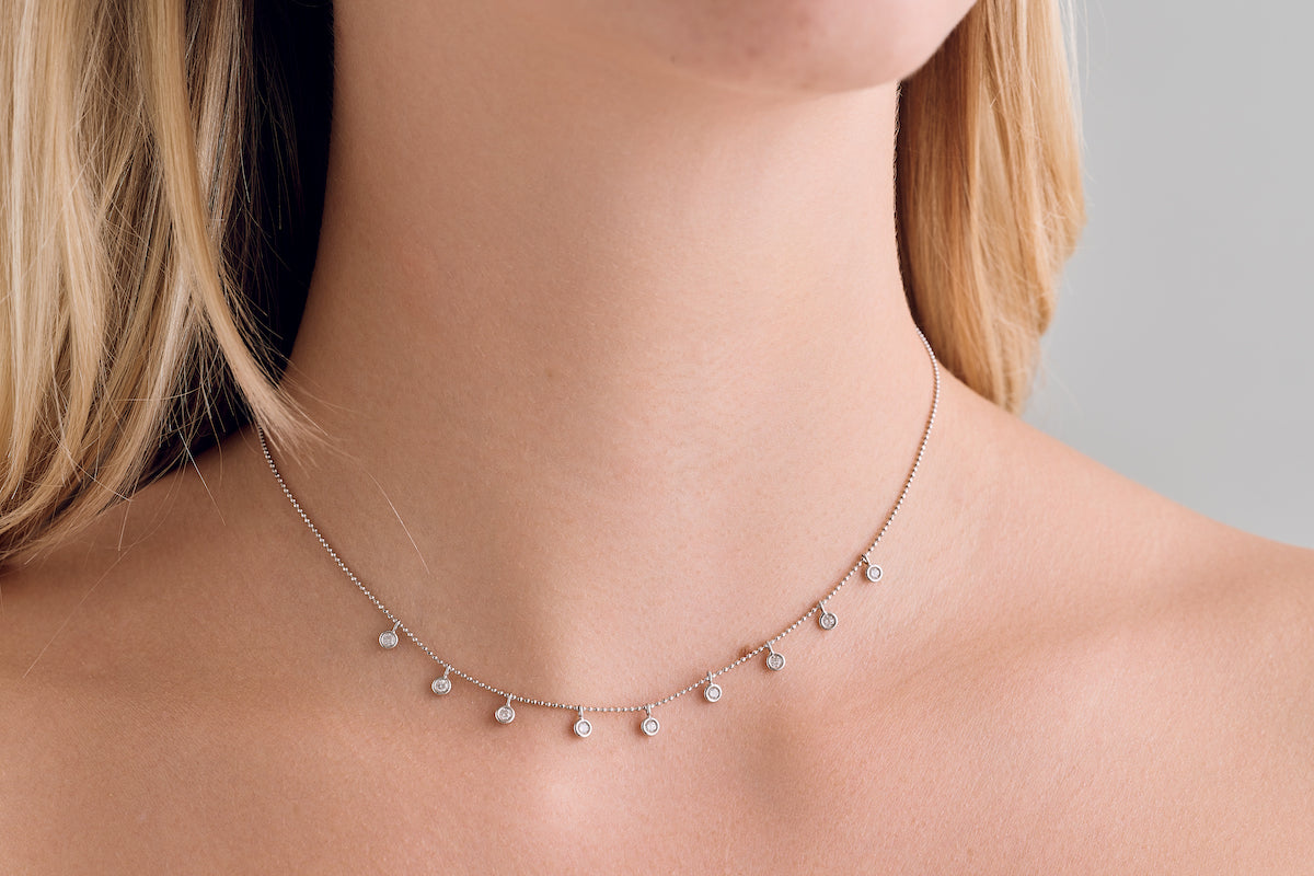 Diamond Drop Station Necklace – Henri Noël