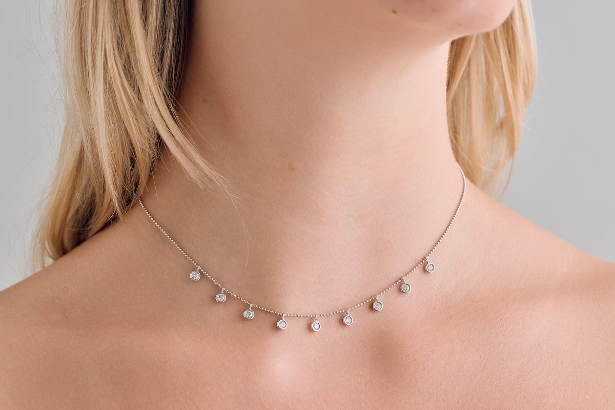 Diamond Drop Station Necklace – Henri Noël