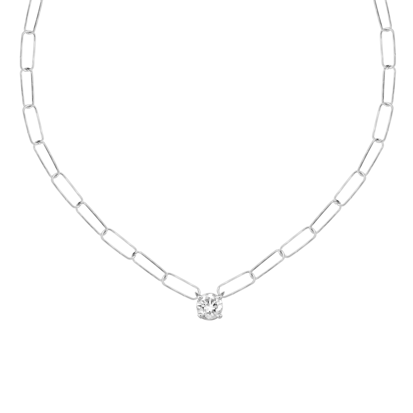 Diamond Paperclip Necklace – Henri Noël