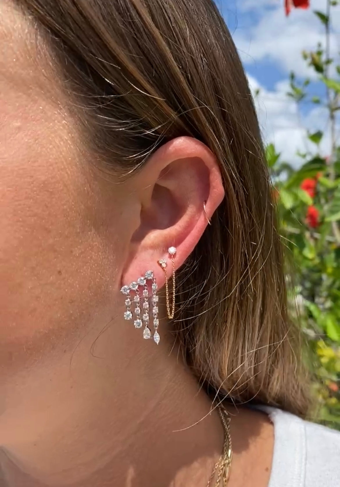 Double Diamond Stud and Triangle Earring – Henri Noël