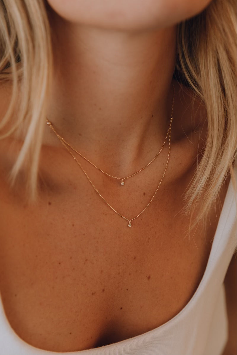 Duet Diamond Drop Necklace – Henri Noël