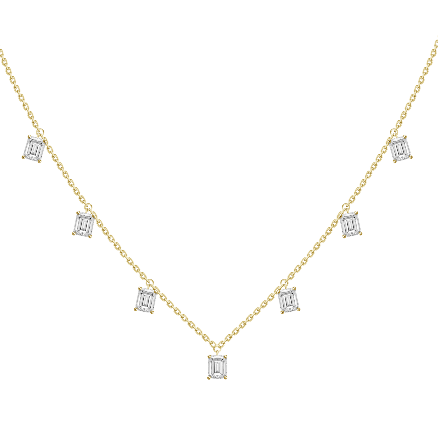 Emerald Diamond Drop Station Necklace