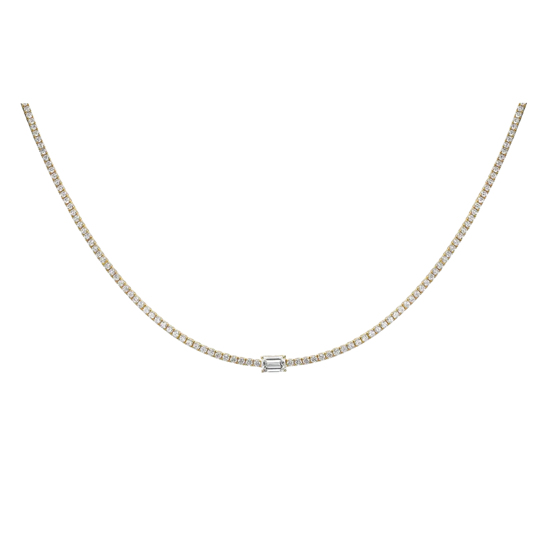 Emerald Cut Diamond Center Stone Tennis Necklace – Henri Noël