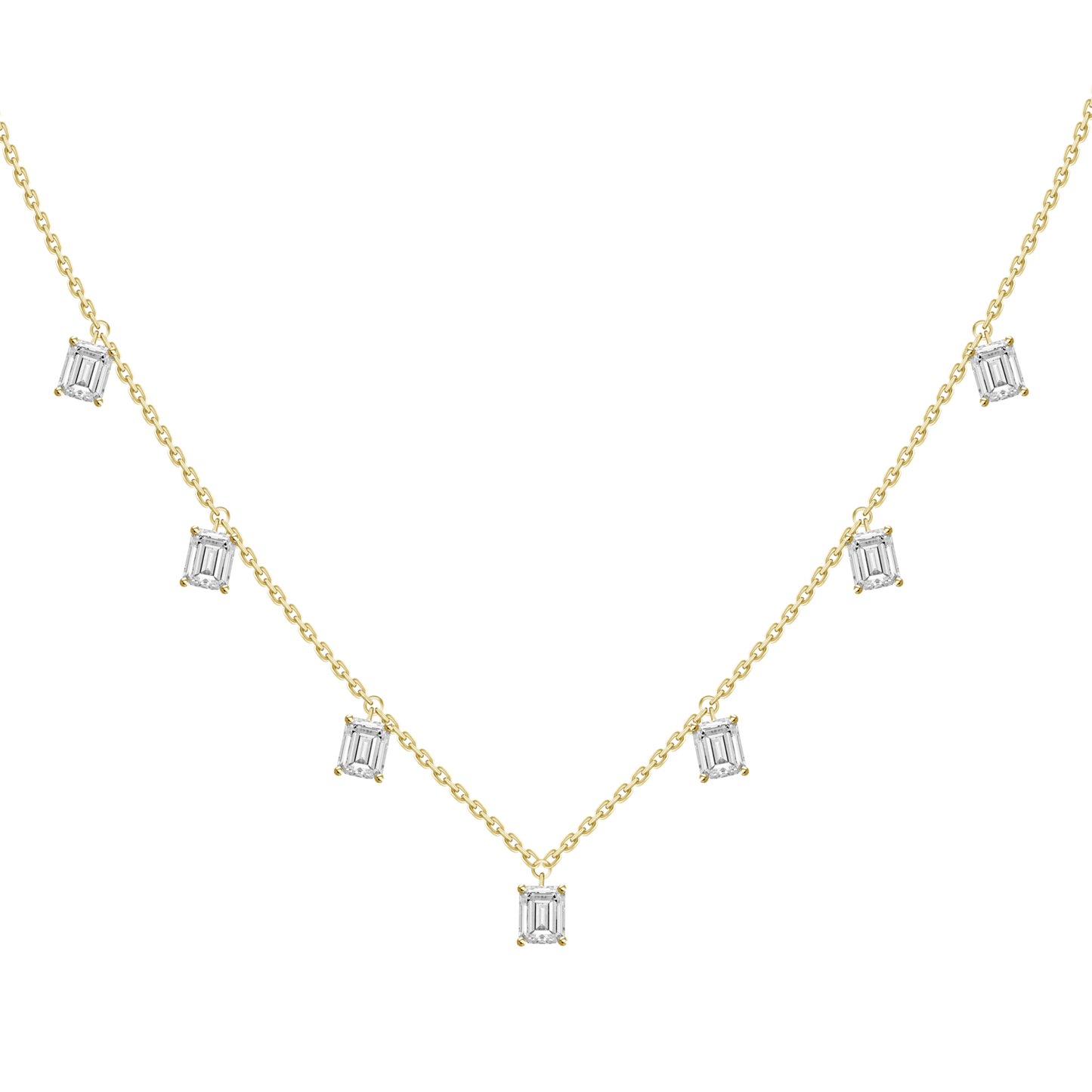 Emerald Diamond Drop Station Necklace – Henri Noël