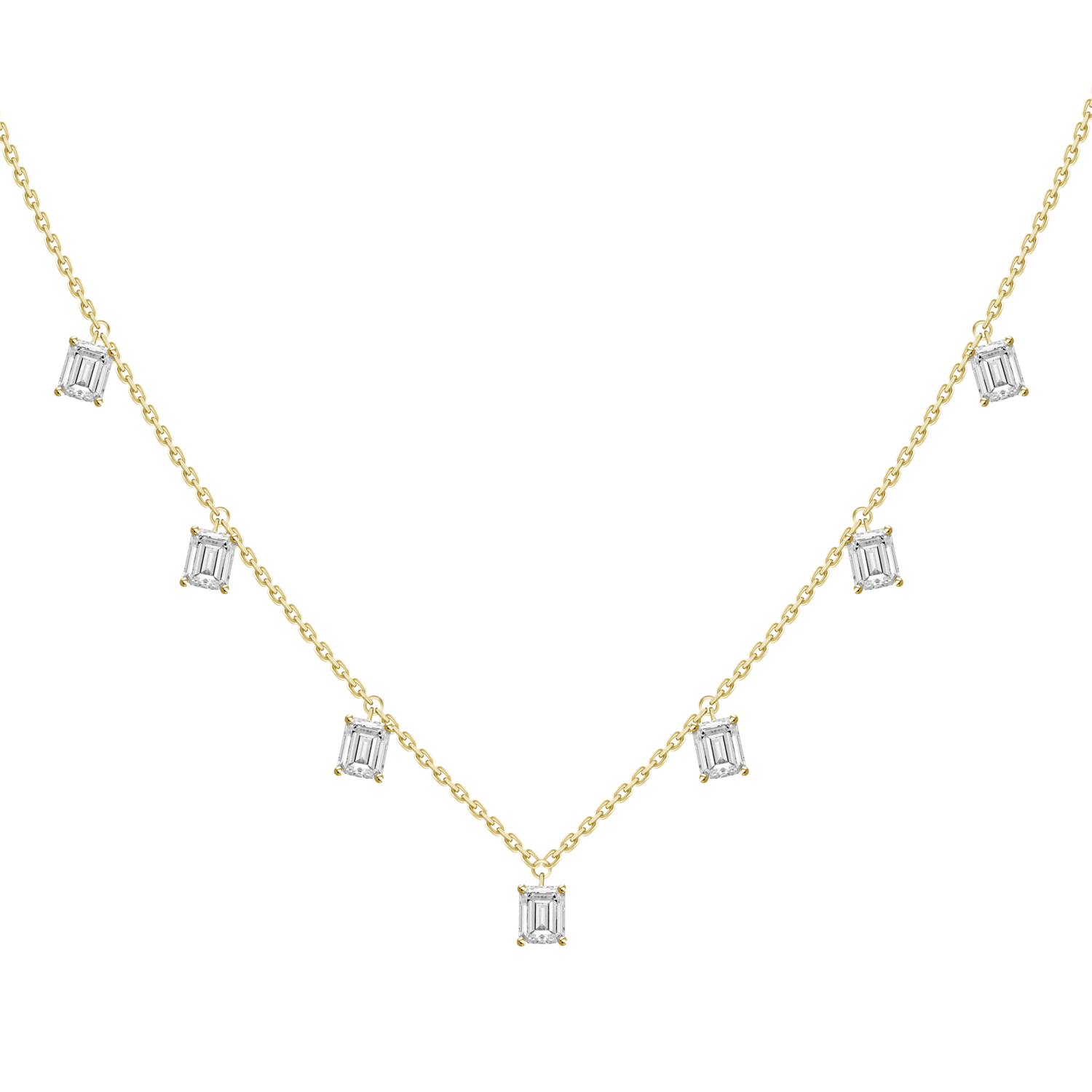 Emerald Diamond Drop Station Necklace – Henri Noël