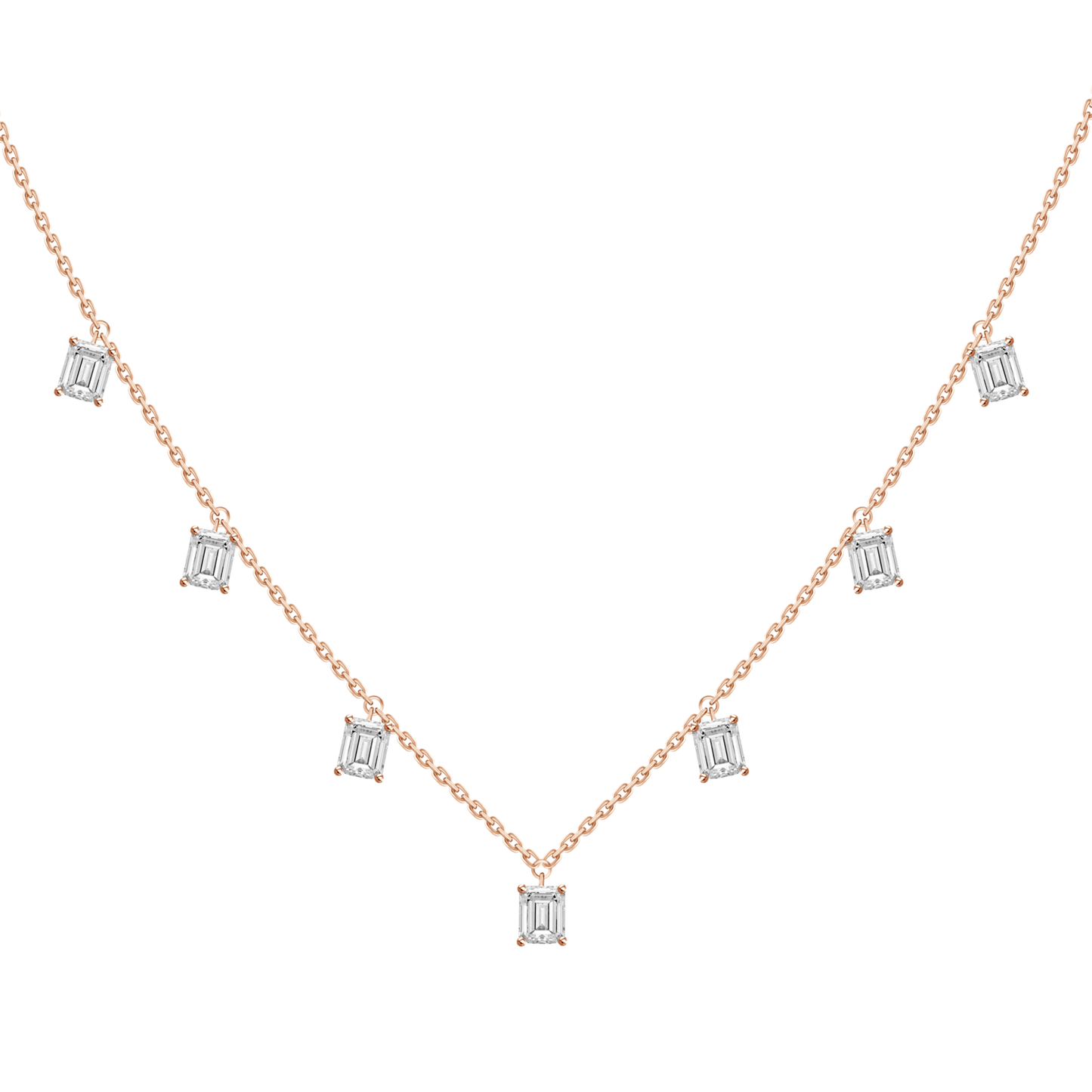 Emerald Diamond Drop Station Necklace – Henri Noël