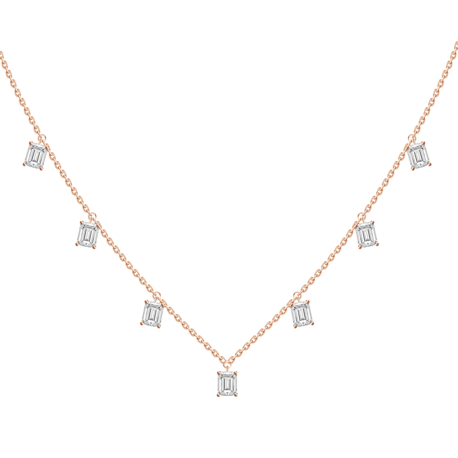 Emerald Diamond Drop Station Necklace – Henri Noël