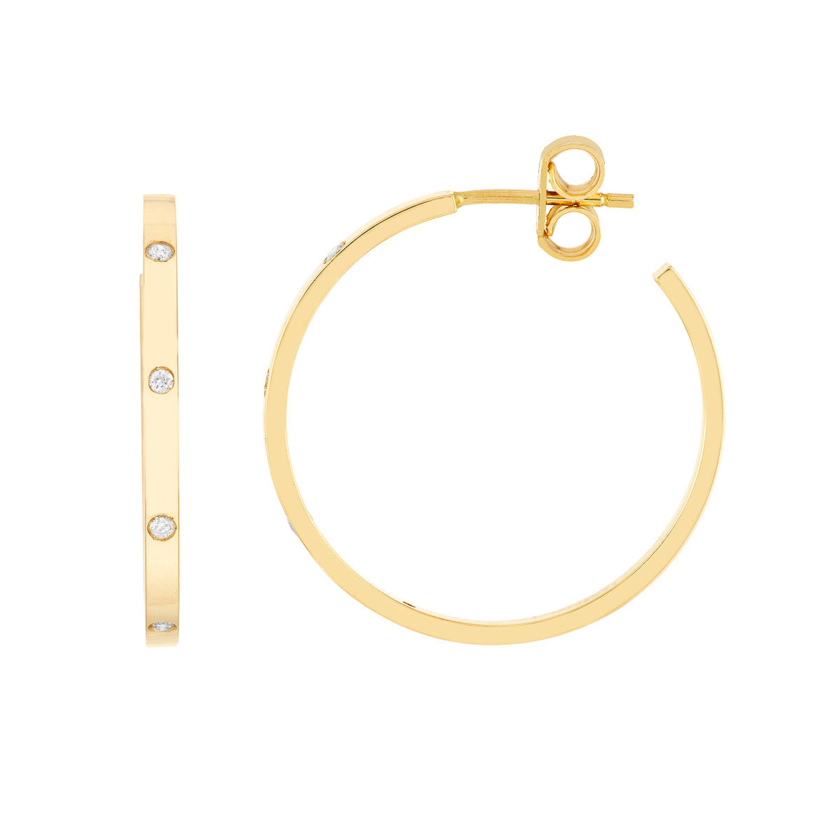 Flush Set Diamond Hoops – Henri Noël