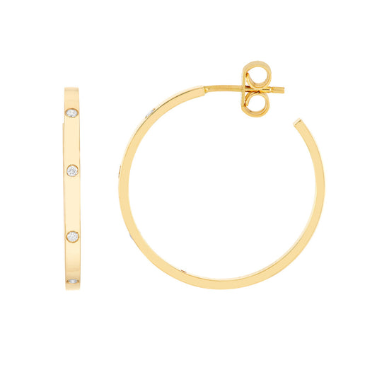 Flush Set Diamond Hoops – Henri Noël