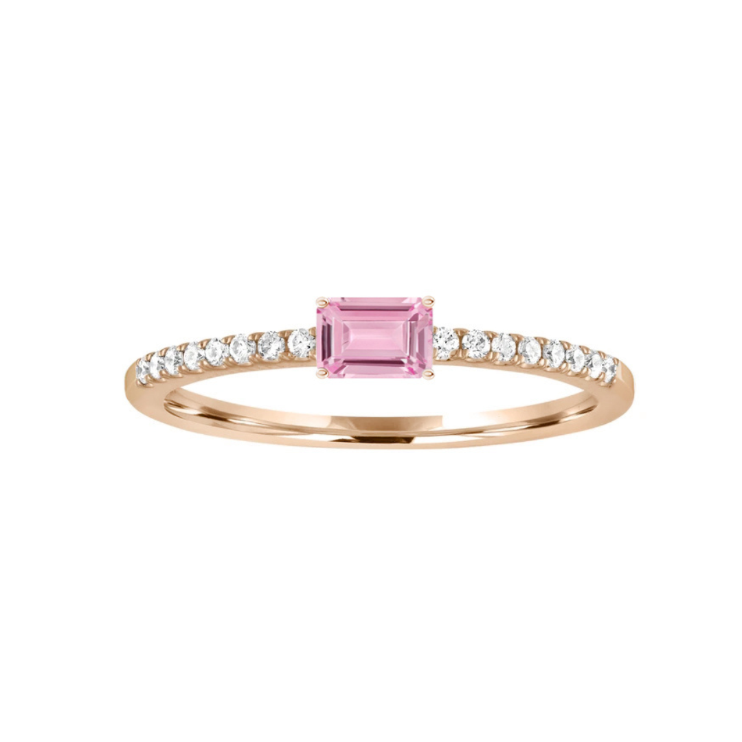 Gemstone and Diamond Baguette Ring – Henri Noël