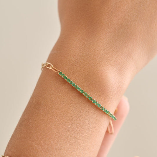 Emerald Paperclip Link Bracelet
