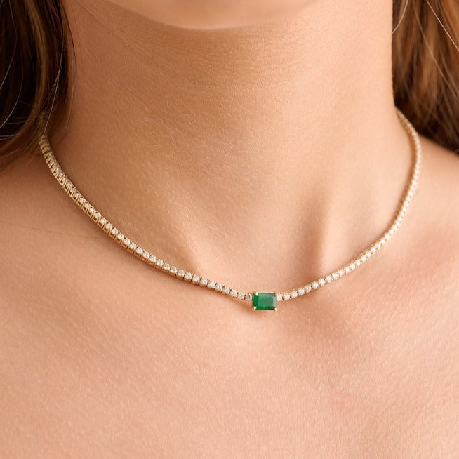 Farrah Emerald & Diamond Dangle Tennis Necklace 7.70 ctw – RW Fine Jewelry