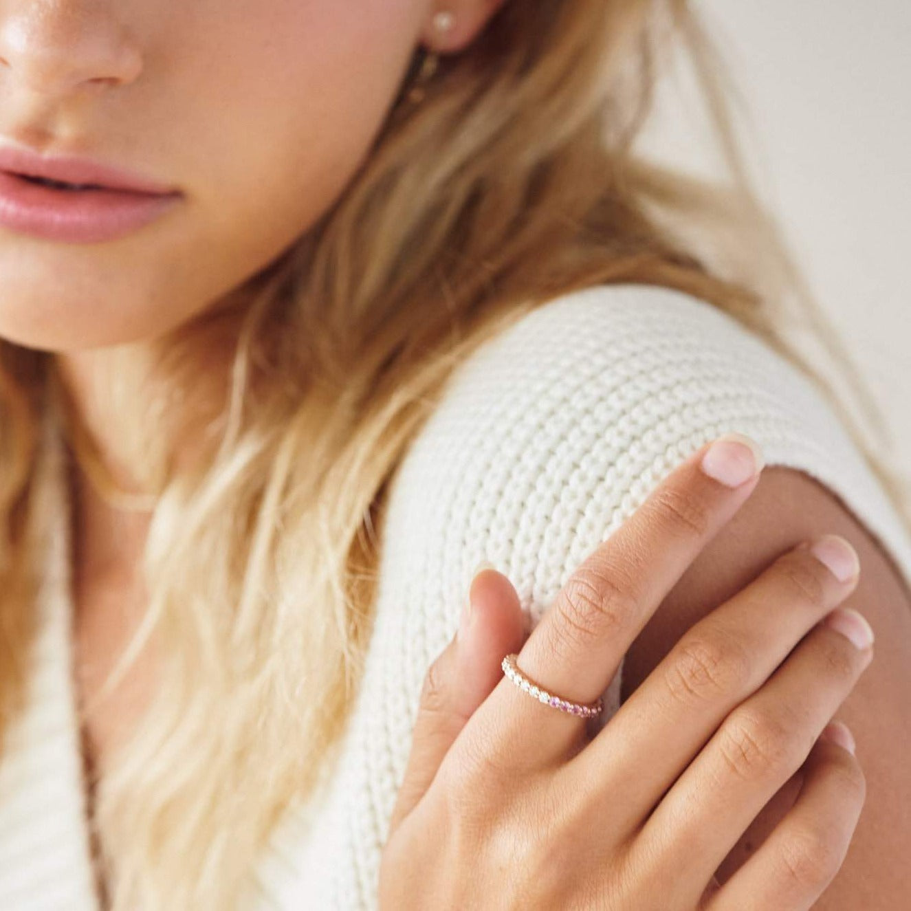 Half Pink Sapphire Half Diamond Eternity Band – Henri Noël