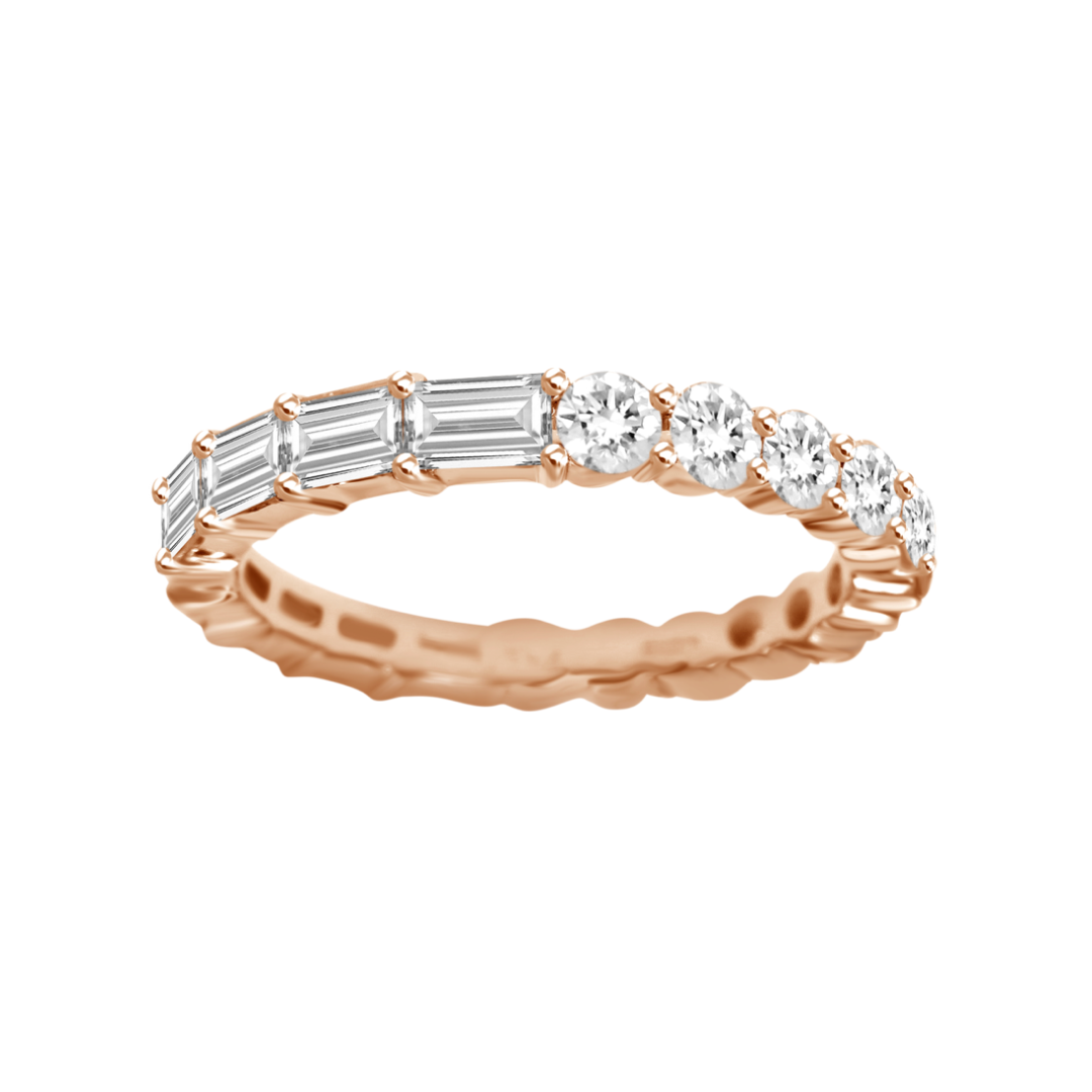Half Round & Half Emerald Eternity Band – Henri Noël