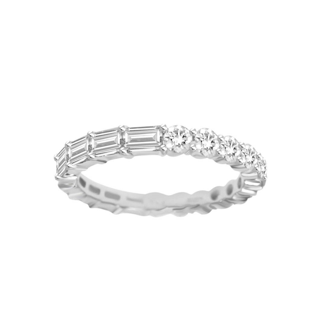 Half Round & Half Emerald Eternity Band – Henri Noël