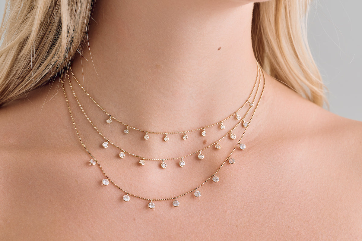 diamond drop station necklace