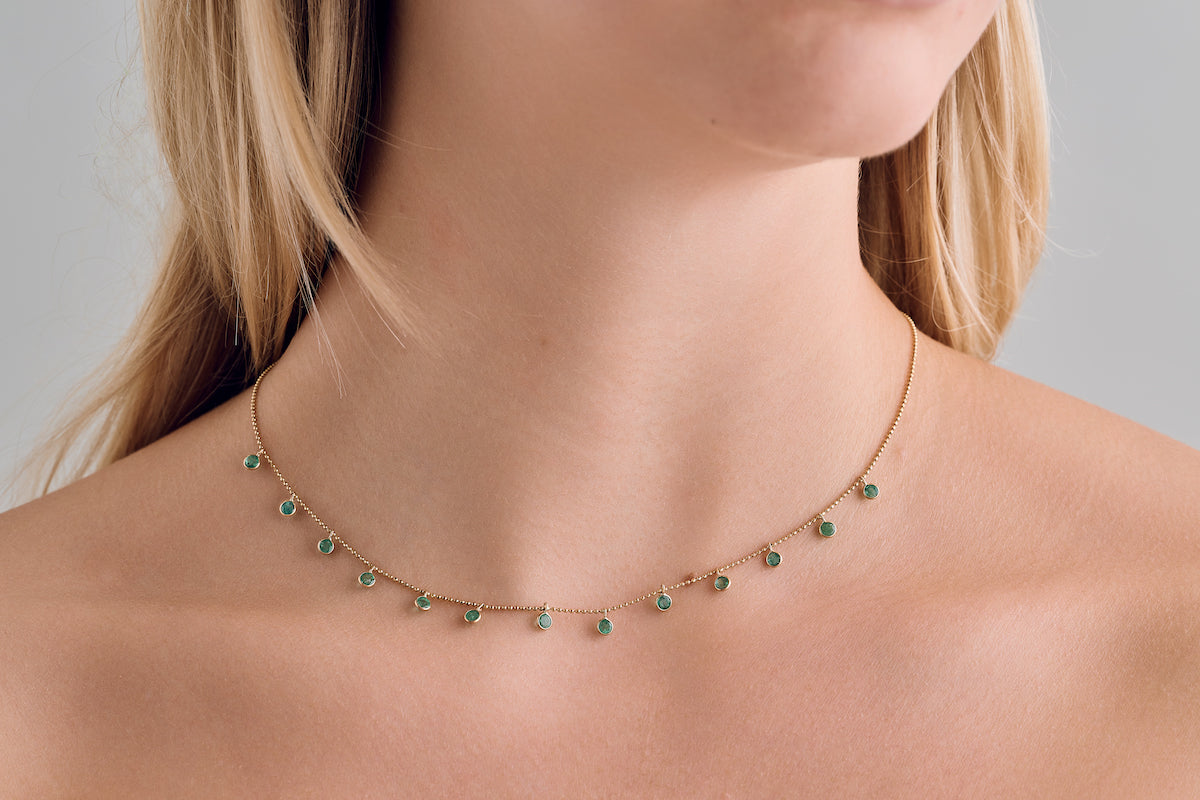 Emerald Drop Station Necklace