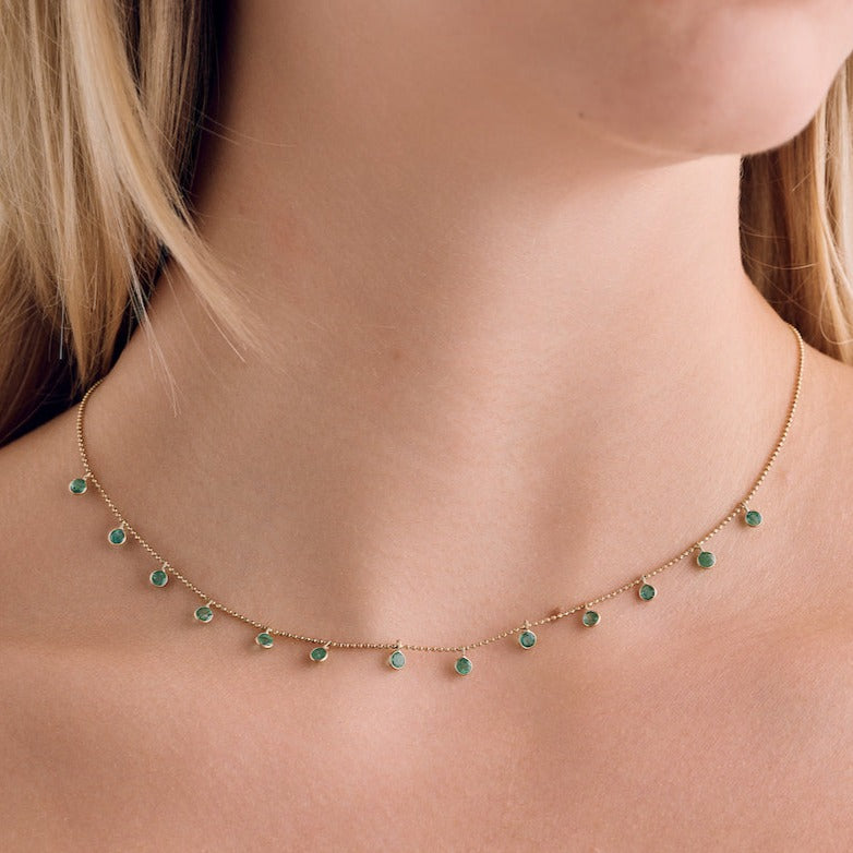 Emerald Drop Station Necklace