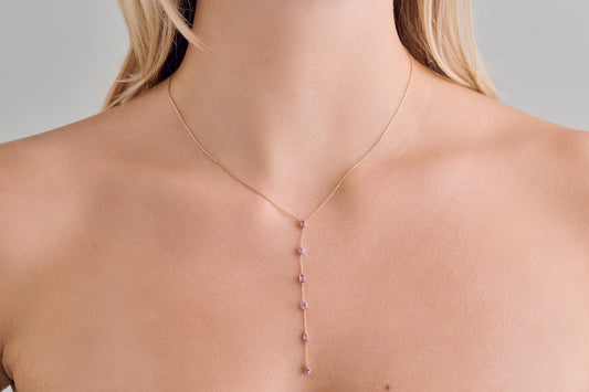 Pink Sapphire Lariat Necklace