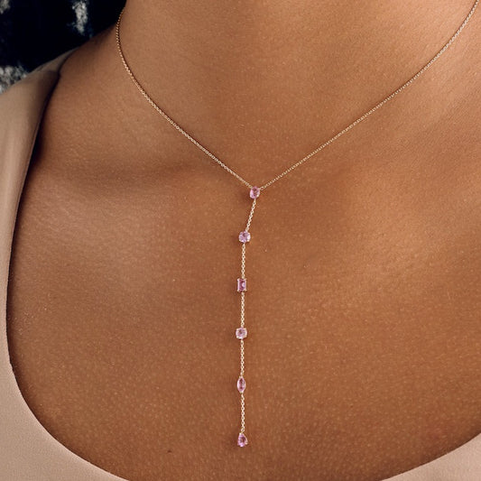 Pink Sapphire Lariat Necklace