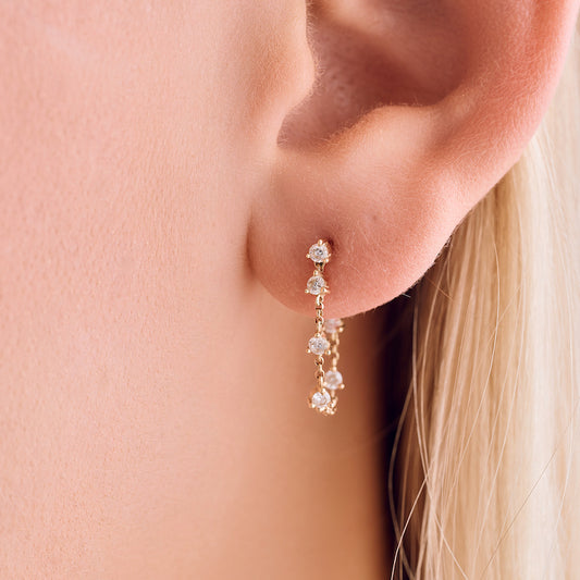 Multi Diamond Drop Earrings