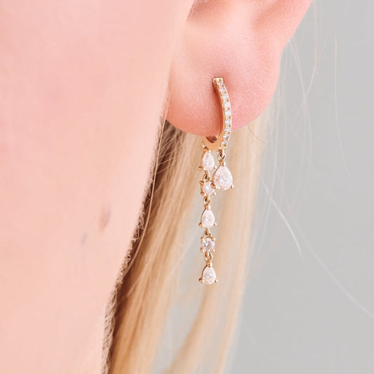 Pear and Round Drop Hoops