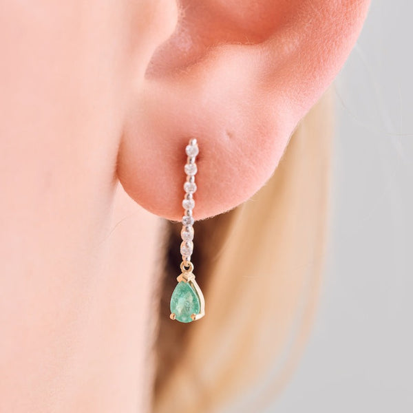 Emerald gold drop on sale earrings