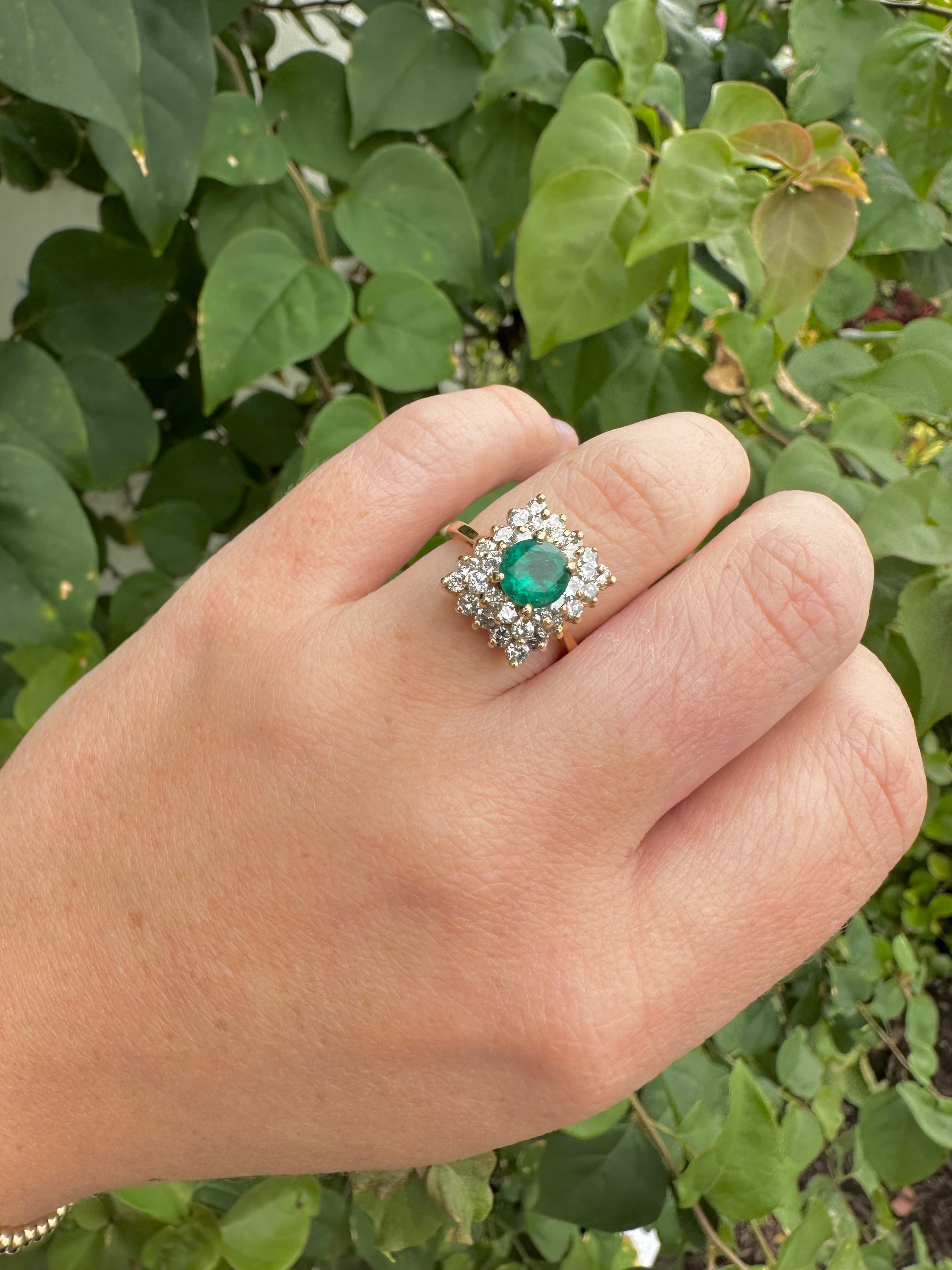 Vintage emerald store and diamond ring