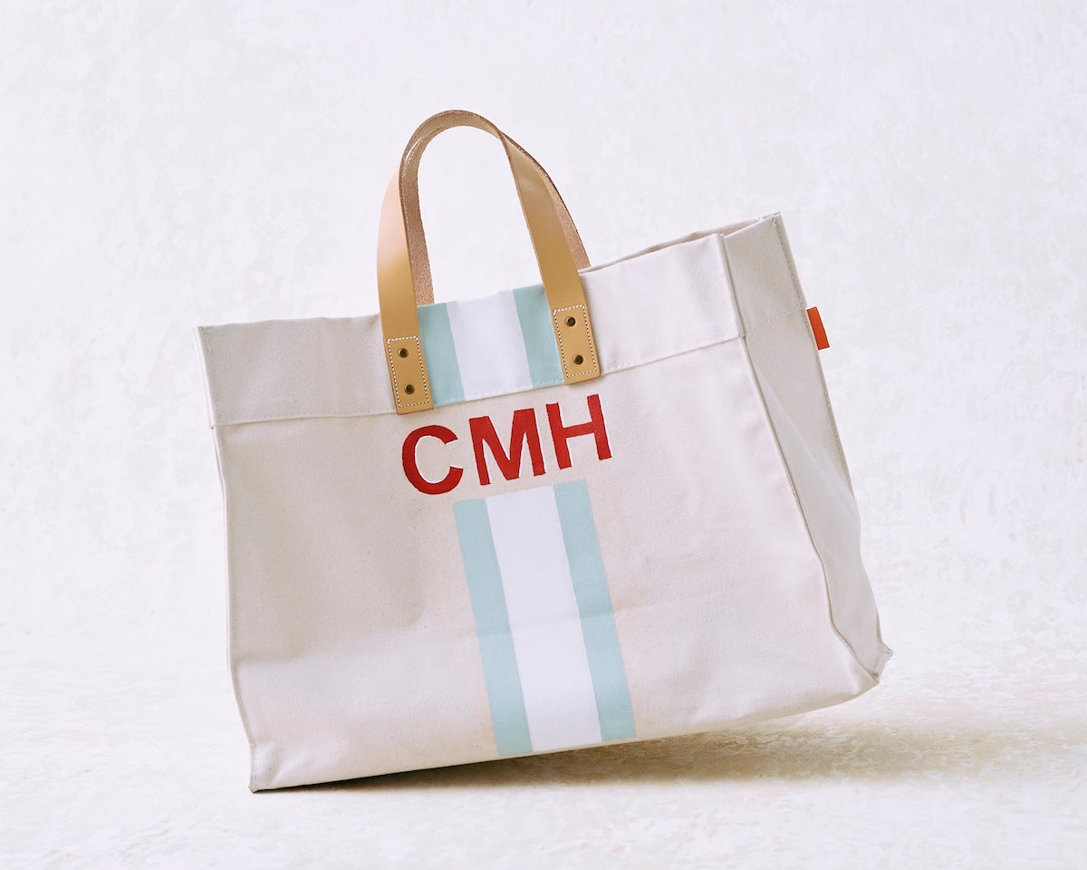 Custom Luxury Canvas Chain Tote Bag, Monogram Tote Bag, Canvas