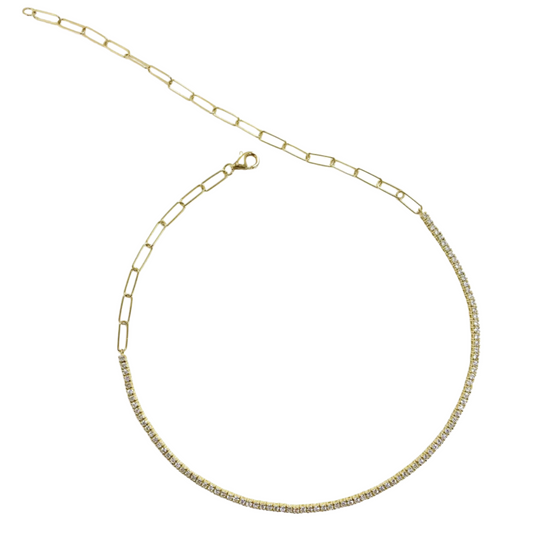 Paperclip and Diamond Tennis Choker – Henri Noël