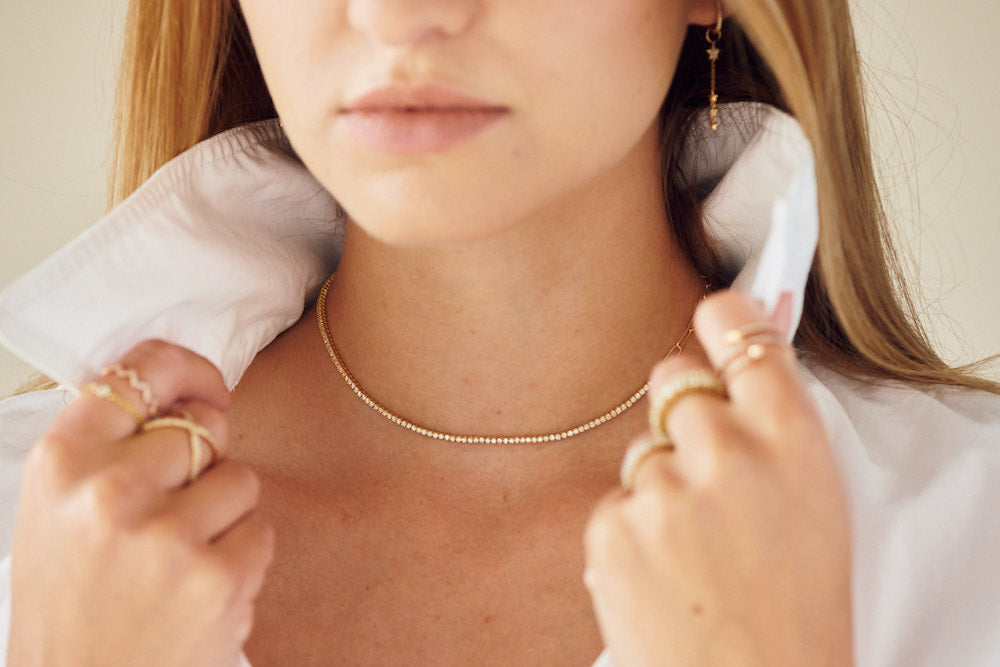 Paperclip and Diamond Tennis Choker – Henri Noël