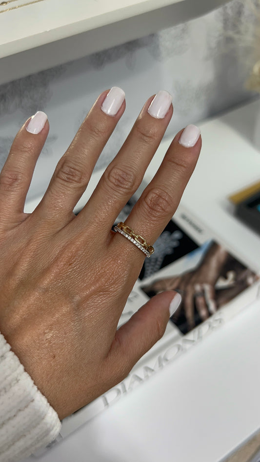 Pave Diamond Link Ring – Henri Noël