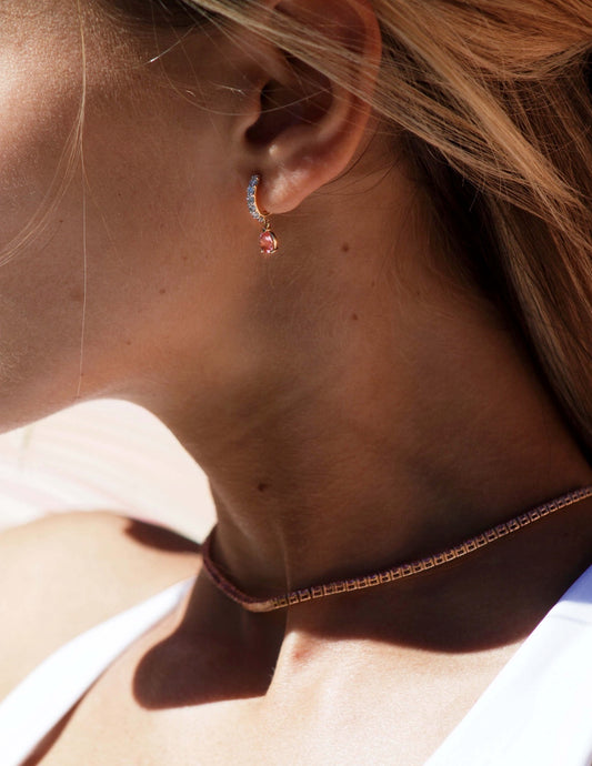 Pink Sapphire Diamond Hoop Drops – Henri Noël