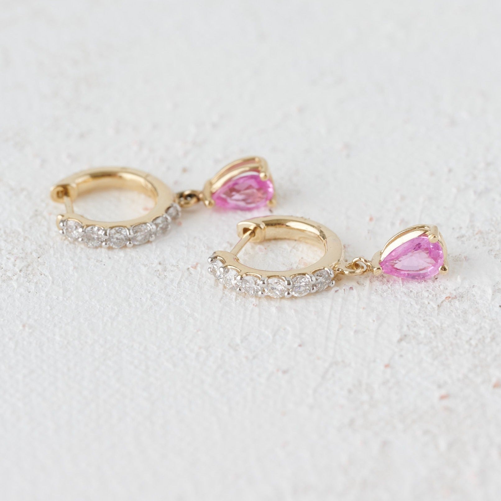Pink Sapphire Diamond Hoop Drops – Henri Noël