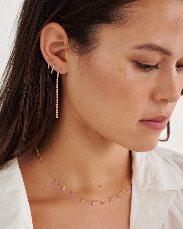 Pink Sapphire Drop Station Necklace – Henri Noël