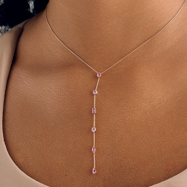 Pink Sapphire Lariat Necklace – Henri Noël