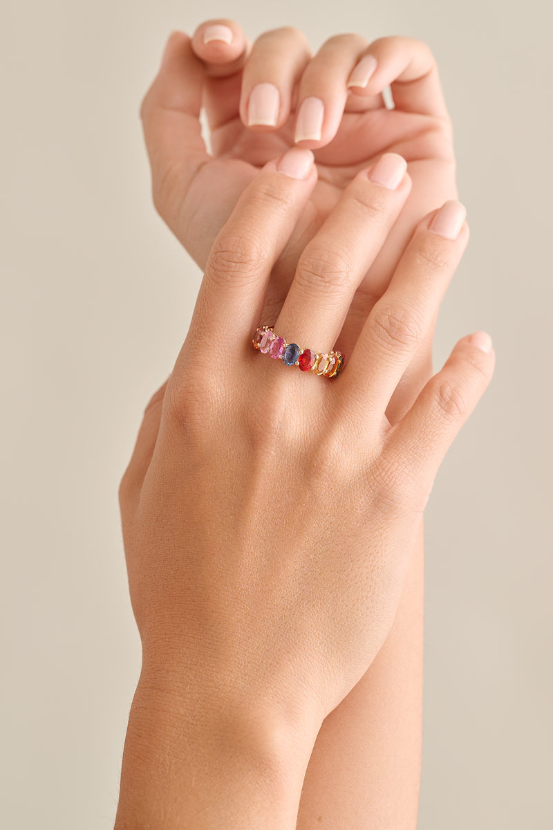 Rainbow Oval Sapphire Eternity Ring – Henri Noël