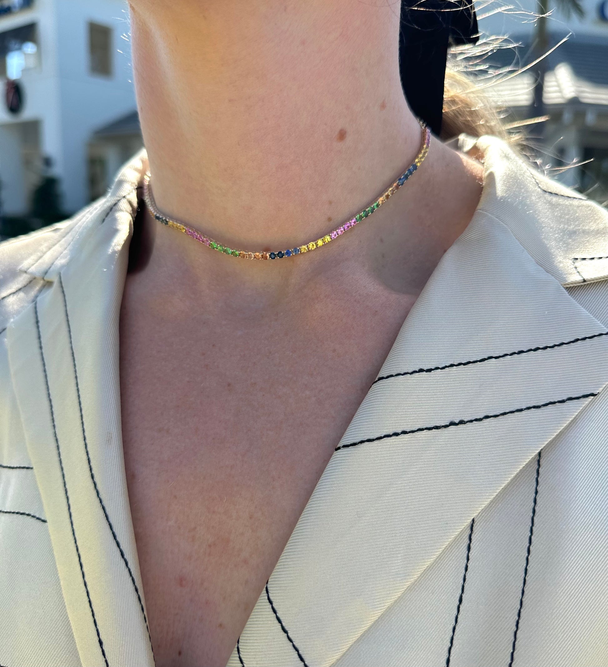 Rainbow Sapphire Tennis Choker – Henri Noël