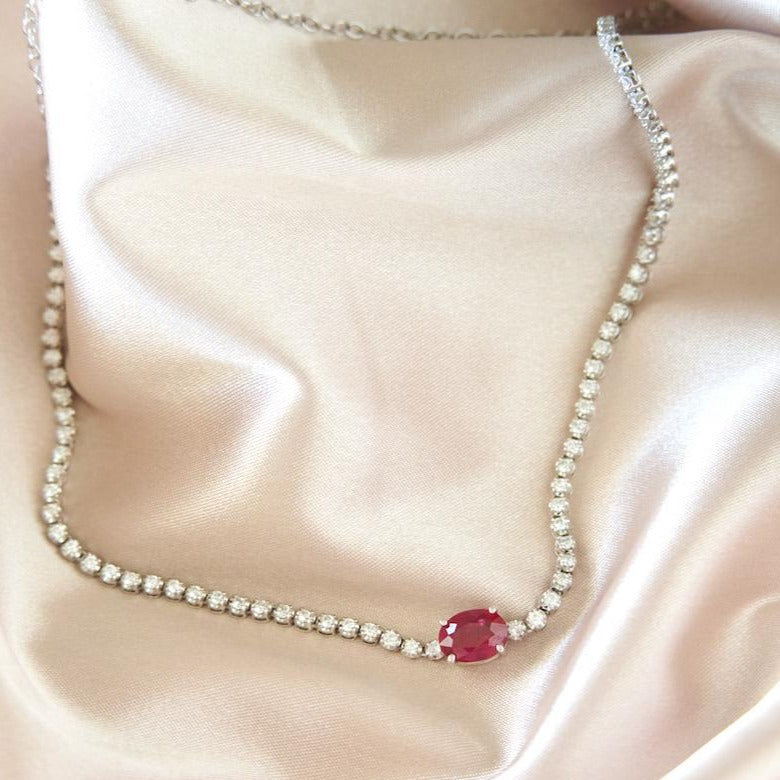 Ruby and Diamond Tennis Choker – Henri Noël