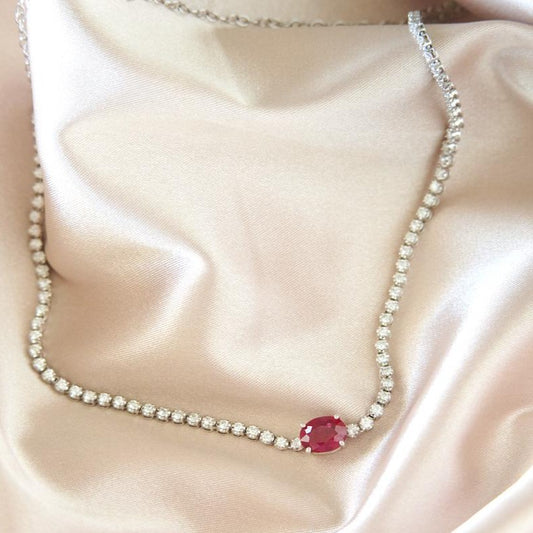 Ruby and Diamond Tennis Choker – Henri Noël