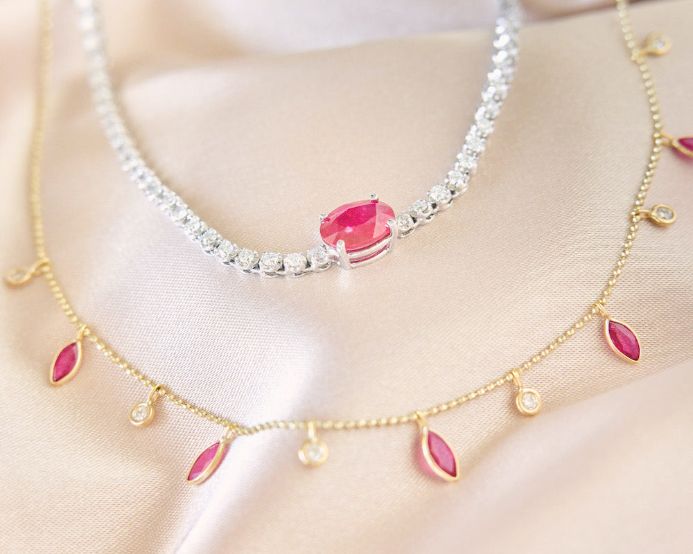 Ruby and Diamond Tennis Choker – Henri Noël