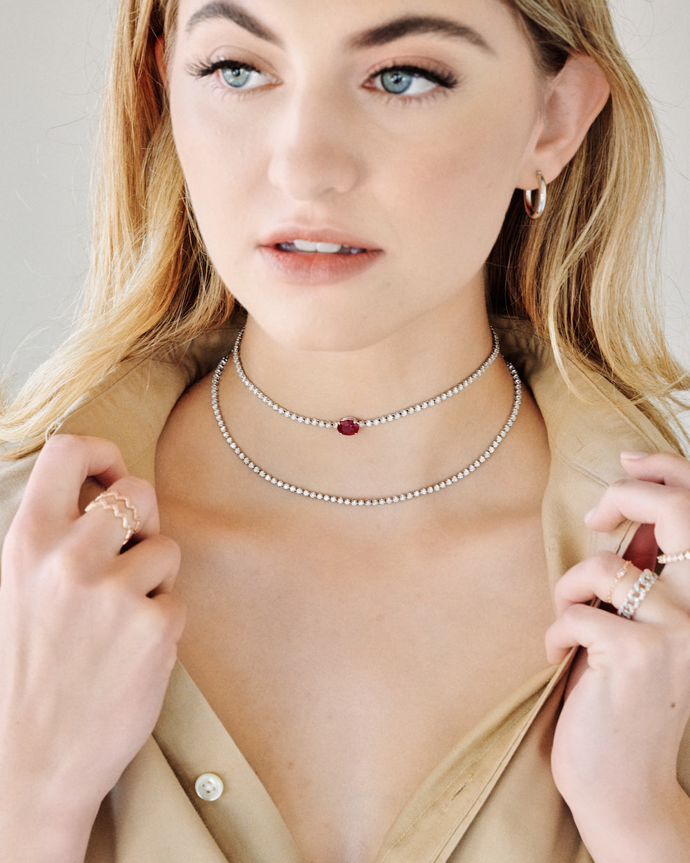 Ruby and Diamond Tennis Choker – Henri Noël