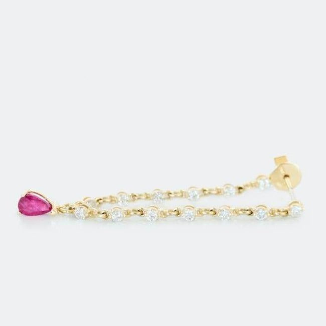 Ruby and Diamond Chain Earrings