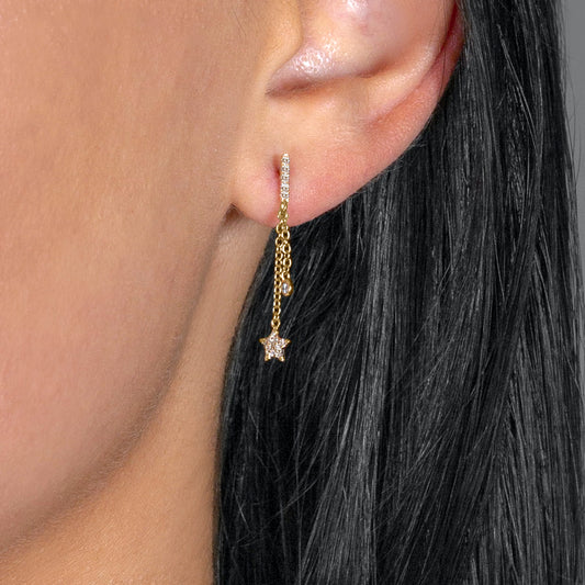 Diamond Star Chain Earrings
