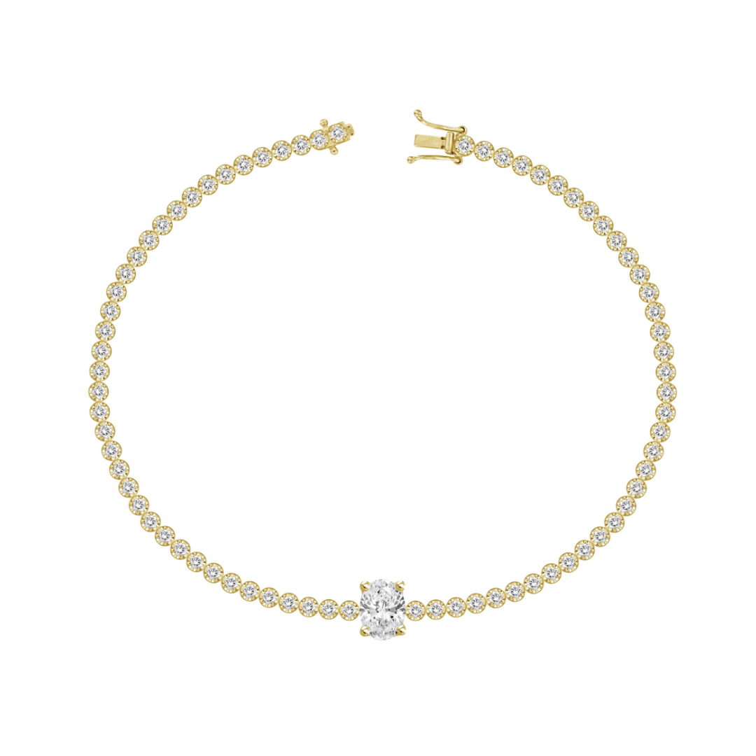 Center Diamond Tennis Bracelet