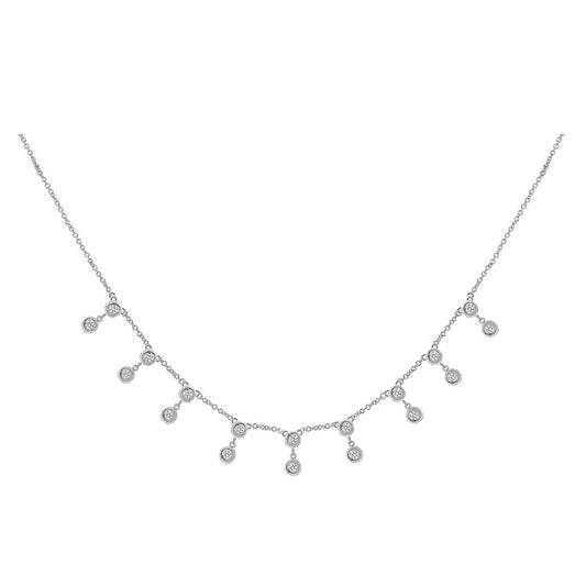 Double Diamond Drop Station Necklace