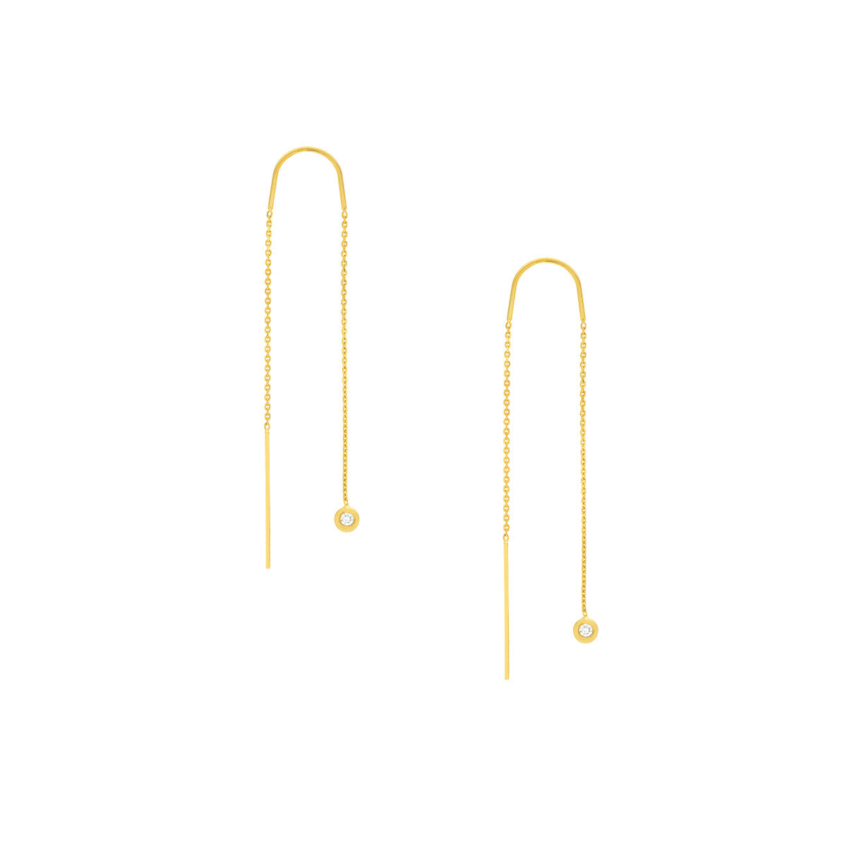 Diamond Bezel Threader Earrings