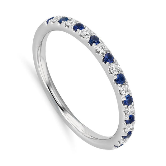 Half Pavé Sapphire and Diamond Ring